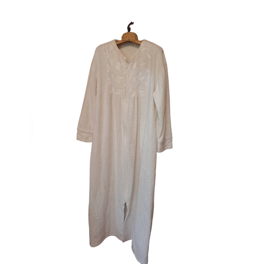 Vintage Talbots 100% Cotton White Chenille Full Zip Robe Ladies Small USA made